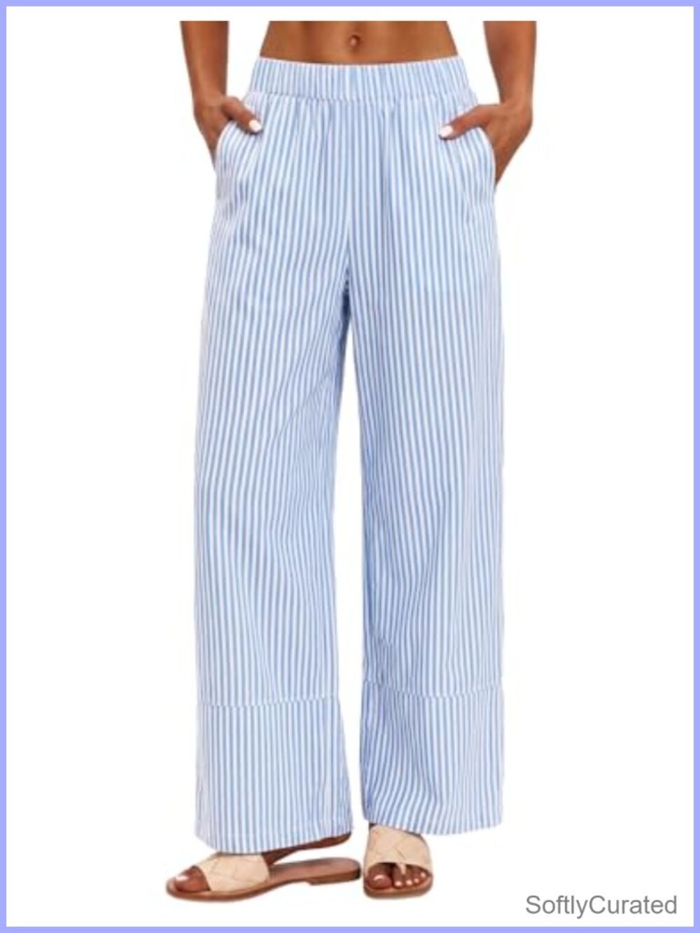 AKEWEI Women's Linen Pants Summer Casual High Waisted Wide Leg Pants Elastic